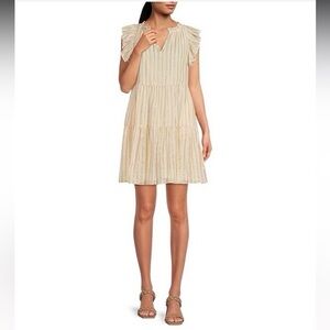 Chic Cream Ruffle Sleeve Mini Dress